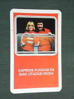 Card calendar, experss travel agency, máv railway, travel, male, female model, 1979, (4)
