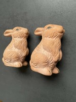 2 Rabbits made of earthenware, garden ornament