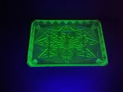 Art deco uranium glass, Vaseline glass tray, offering