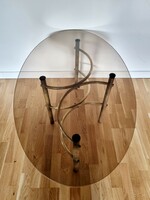 Vintage copper coffee table, glass table