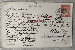 Herkulesfürdői levelezőlap temesvári tábori postai bélyegzéssel 1917