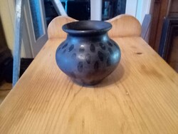 Jelzett Nádudvari fekete kerámia váza