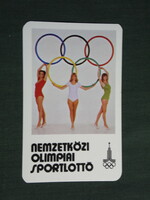 Kártyanaptár, Nemzetközi Olimpiai sport lottó, erotikus női modell, 1979,   (4)