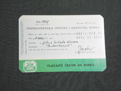Kártyanaptár, Jugoszlávia,Szerb,bank, Jugoslovenska Izvozna i Kreditna banka , 1978,   (4)