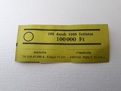Bankjegy kötegelő szalag 1000 Ft - 100 darab retró, régi 1000 Forintos bankjegynek zöld