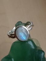 Rainbow moonstone 925 sterling silver ring size 57