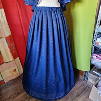 ESKÜVŐ ASZ45C – Hímzett hosszú navy kék színű muszlin szoknya