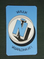 Kártyanaptár, Tolna megyei Népboltok, Szekszárd,Bonyhád,Paks,Tolna,Dombóvár, 1980,   (4)