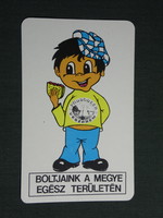 Kártyanaptár,Pannonker élelmiszer ABC áruházak Veszprém, grafikai rajzos,reklám figura  ,1980,   (4)