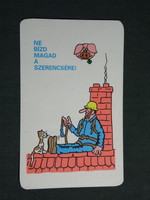 Card calendar, occupational health and safety supervision, accident prevention, graphic, humorous, 1980, (4)