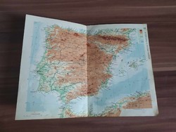 Map of Spain and Portugal, one sheet of the Áti (state cartographic institute) small atlas, 1937)