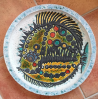 M. Kiss Katalin rare earthenware wall bowl - 34 cm!