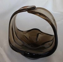 Foreign smoke-colored glass basket centerpiece