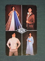 Kártyanaptár,BRK ruházati vállalat,Baja,Kiskunhalas,Kecskemét,erotikus női modell, 1980,   (4)