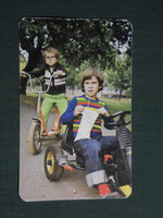 Card calendar, Sárrét dairy company, Szeghalom, ndk roller, pedal go-kart, 1980, (4)