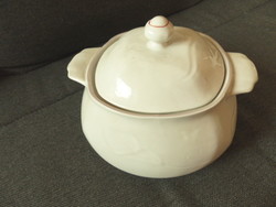 White patterned soup stew bowl with lid