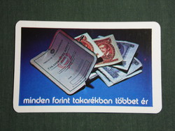 Kártyanaptár, OTP takarékpénztár, papírpénz, százforint, 1980,   (4)