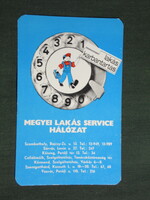 Kártyanaptár, Lakáskarbantartó szöv, Szombathely,Sáevár,Kőszeg,Vasvár, reklám figura,1979,   (4)