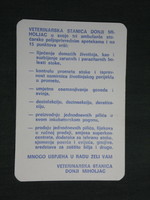 Card calendar, Yugoslavia, Croatian, Miholjac Donji, Alsómiholjac veterinarian, 1979, (4)