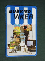Kártyanaptár,VIKER iparcikk üzletek,Debrecen, Tomi mosópor, Videoton televízió ,1980,   (4)