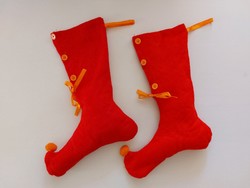 Kandalló zokni bojtos piros karácsonyi manó zokni 2 db
