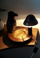 3 in 1, lighter, lamp, ashtray art deco? Carved wood