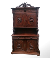 Antique Neo-Renaissance carved hunting sideboard