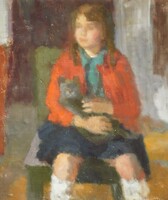 Dalma Kakusz (1914-): little girl with a kitten