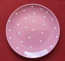 Rózsaszín pöttyös porcelán kistányér tányér