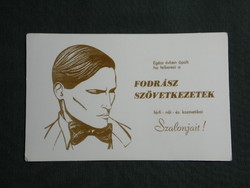 Kártyanaptár, Veszprém megyei fodrász szövetkezetek, grafikai rajzos, férfi modell, 1979,   (4)