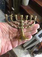Menorah, made of copper, 10 x 12 cm high, perfect for a festive table.