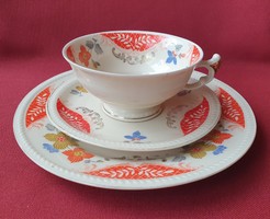 Schwarzenhammer Bavaria német porcelán reggeliző szett kávés teás csésze csészealj kistányér virág