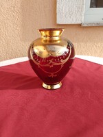 Richly gilded burgundy colored Czech glass vase,,21 cm,,,immaculate,,