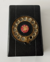 Vintage leather-covered English rotary dial telephone register from the 1960s-70s