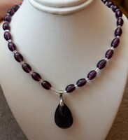 Purple amethyst glass necklace