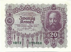 20 korona kronen 1922 Ausztria 3. aUNC