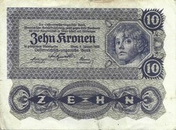 10 Korona kronen 1922 Austria 1.