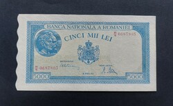 Románia 5.000 Lei 1945, VF+