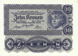 10 korona kronen 1922 Ausztria 2. aUNC