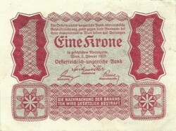 1 korona krone 1922 Ausztria 1.
