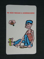 Card calendar, occupational health and safety supervision, accident prevention, graphic, humorous, 1980, (4)