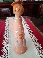 Old Hungarian applied arts ceramic angel figurine - marked inside for Christmas - come for it!!