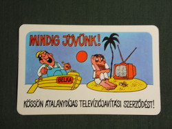Card calendar, gelka household appliance service, graphic design, humorous, 1980, (4)
