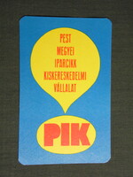 Kártyanaptár, PIK,Pest megyei iparcikk vállalat, Budapest, 1980,   (4)