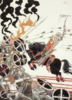Northern Folktale Art Nouveau Illustration Reprint Print 1914 Kay Nielsen Knight Equestrian Battle Scene Bow
