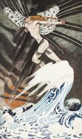Northern folktale art nouveau illustration reprint print 1914 kay nielsen north wind on the sea