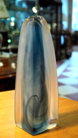 Glass vase with blue coloring