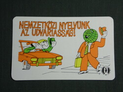 Kártyanaptár, Közlekedésbiztonsági tanács, grafikai rajzos, baleset megelőzés, 1980,   (4)