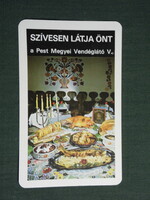 Card calendar, Pest county caterer, calamari restaurant, tavern, wine bar, Budapest, 1980, (4)