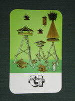 Card calendar, universe leather industry, carpentry factory, Pécs, graphic artist, bird feeder, 1980, (4)